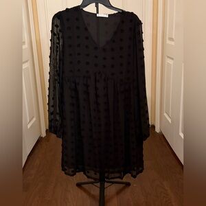 Chic Black Polka Dot Mini Dress